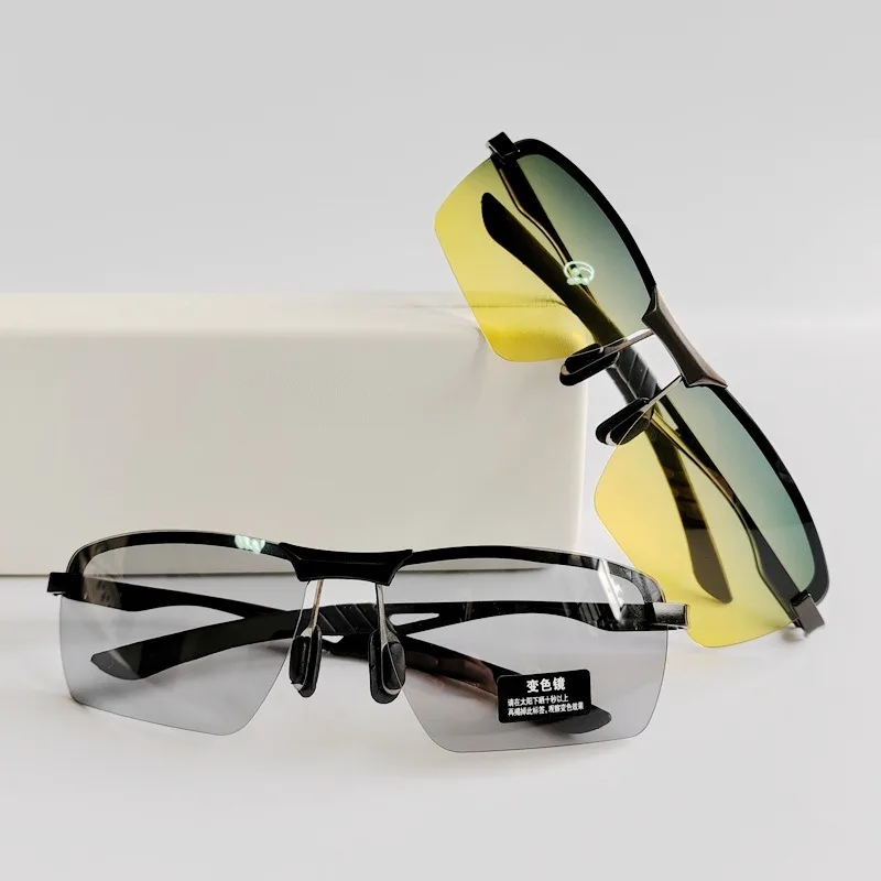 نظارات شمسية متغيرة الألوان للرجال ، نظارات قيادة للرؤية النهارية والليلية ، نظارات صيد مستقطبة ، عبر الحدود