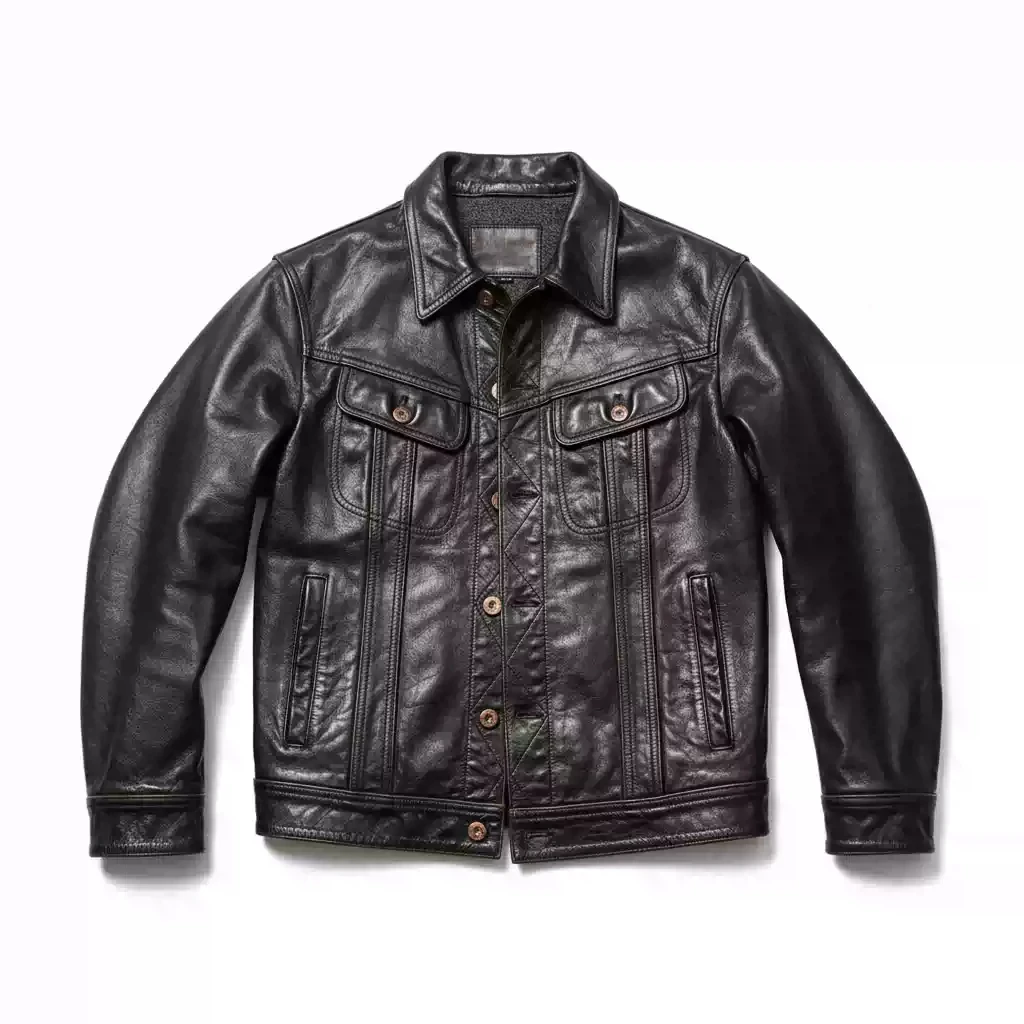 Black Spring Leather Jacket Men Vintage Style Plus Size 5XL Genuine Natural Hard Cowhide Turn-Down Collar Single Breasted Coat