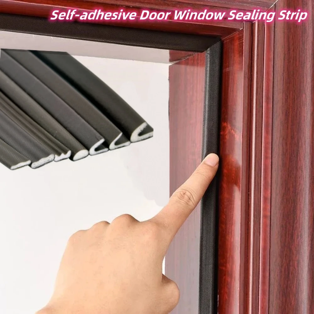 5M Door Window Sealing Strip Self-adhesive Soundproof Dustproof V-type Foam Sealing Tape Windproof Door Seal Gap Filler