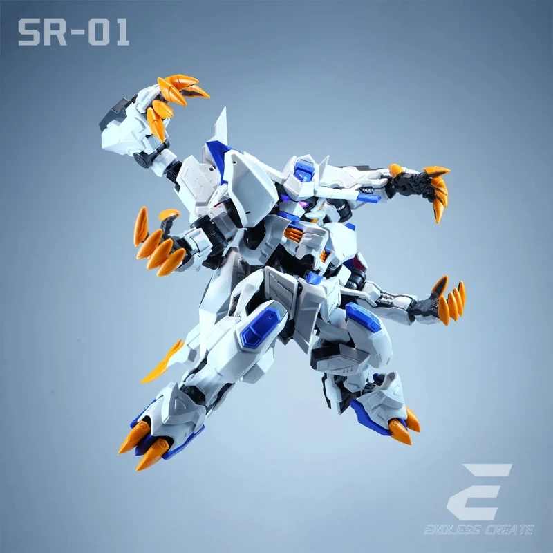 

14cm MGSD EC SR-01 Byaki White Ghost Assembly Model Kit Q Version Mecha Led Light Action Figure With Water Decals Decor Toy Gift