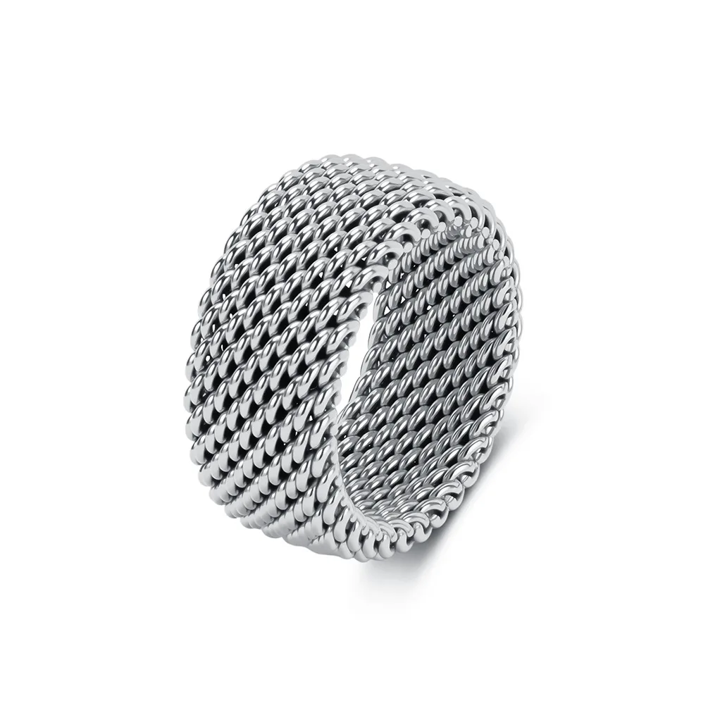 Trendiger Edelstahl Geflochtener Ring Geometrischer Minimalistischer Fingerring für Männer und Frauen Einzigartiger Ästhetischer Stapelbarer Streetwear-Schmuck