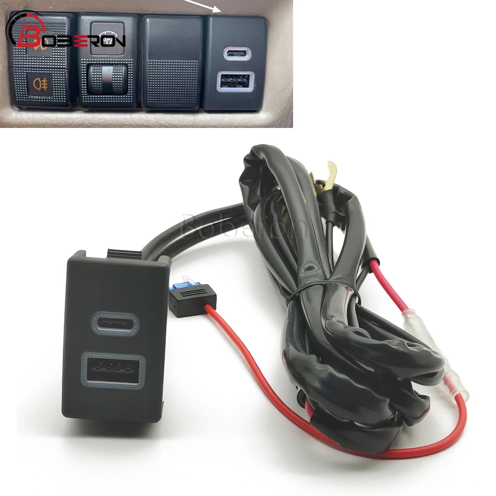 12/24V Car Charger QC3.0 Dual USB PD Type C Charging Socket Outlet Power Adapter For Mazda 5 For Mazda 6 Modified