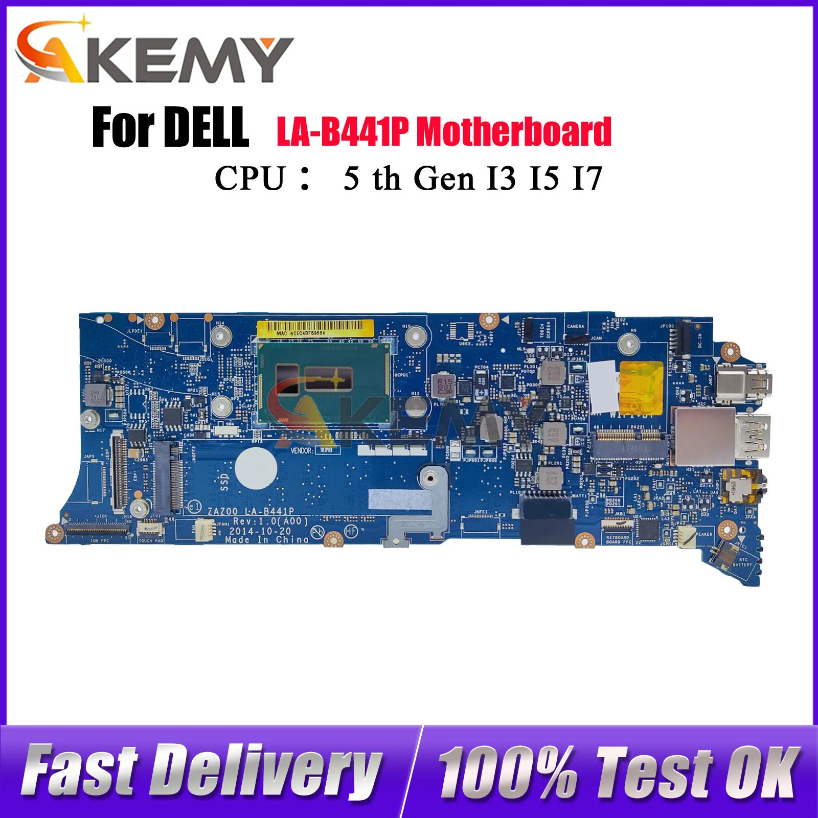 

Материнская плата для ноутбука Dell XPS 13 9343 ZAZ00 LA-B441P с процессором i5 i7 CN-0T94C8 T94C8 09K8G1 DDR3, 100% полностью протестировано