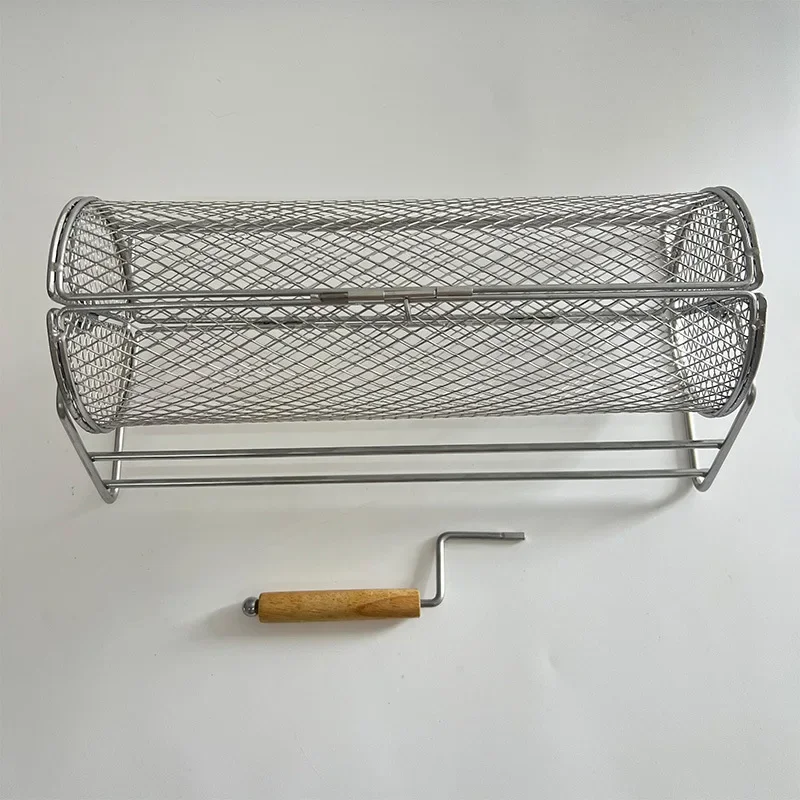 BBQ Cage BBQ Stainless Steel Rolling Barbecue Tub BBQ Mesh Smoked Barbecue Round Grill Barbecue Basket