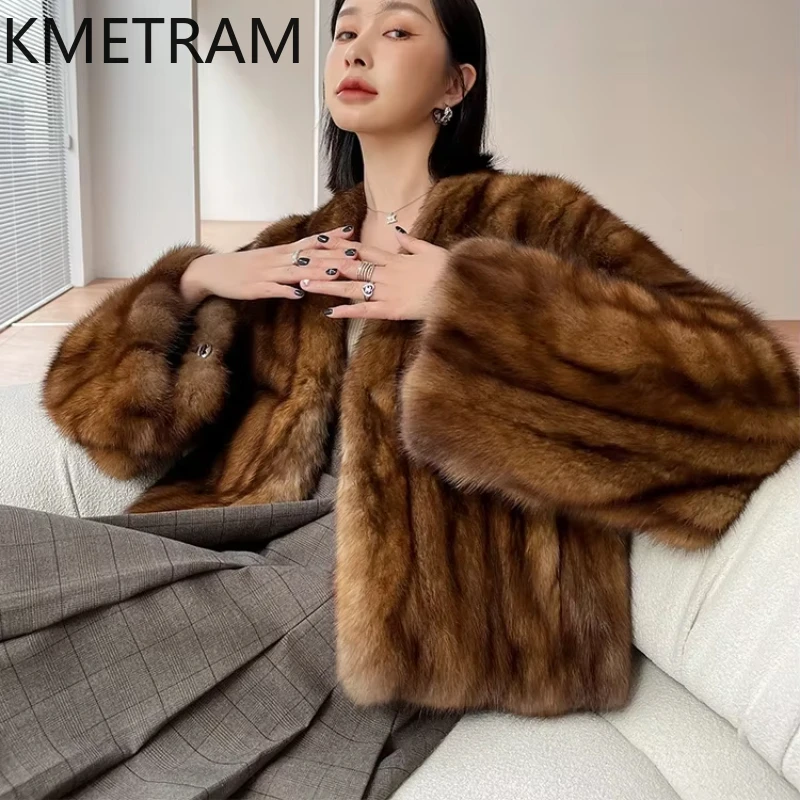 Natural Sable Fur Coat Women Luxury Short Fur Jacket for Woman Winter New in Outerwears High Quality Womans Clothing шуба 2025