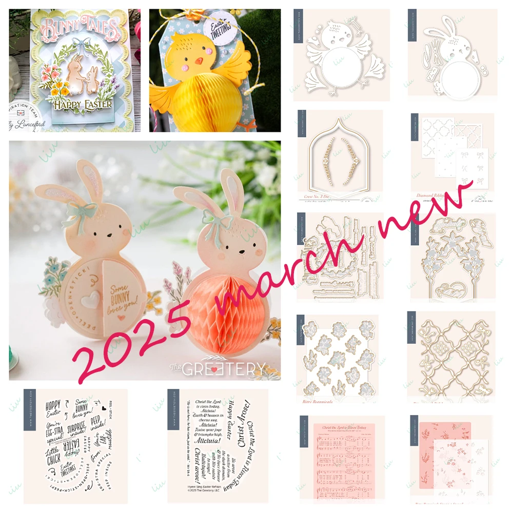 

Bunny Chick Botanicals Easter Refrain Stamp Set Metal Cutting Dies Stamps Stencils DIY Handmade Diary Album Card 2025 March New