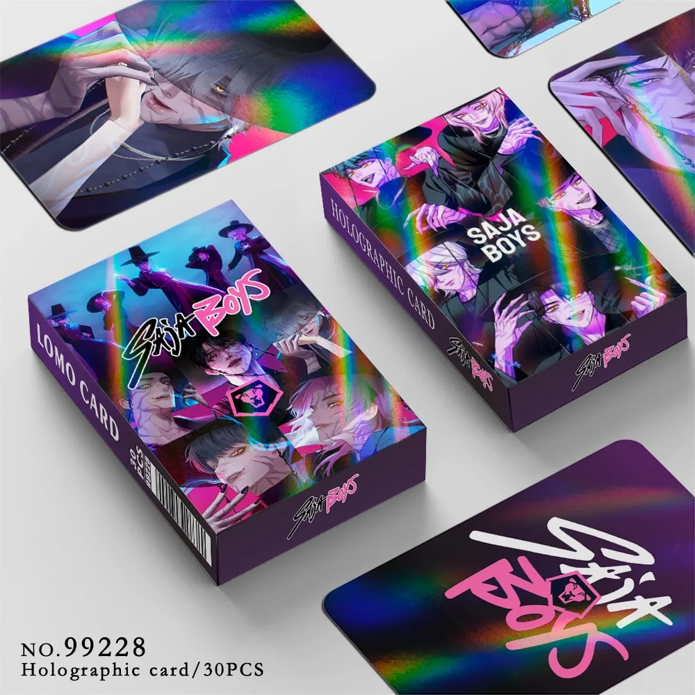 30st K-POP Demon Hunters Saja Boys holografische LOMO-kaarten Anime Colle Set - dubbelzijdige laser HD-fotokaarten met stickers