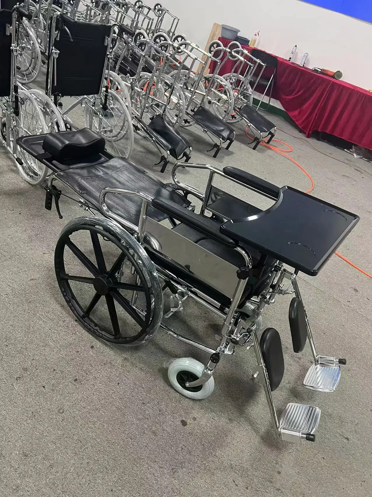 كرسي صوان لكبار السن مستلق عالي الظهر قابل للتعديل كرسي متحرك للمرحاض #6