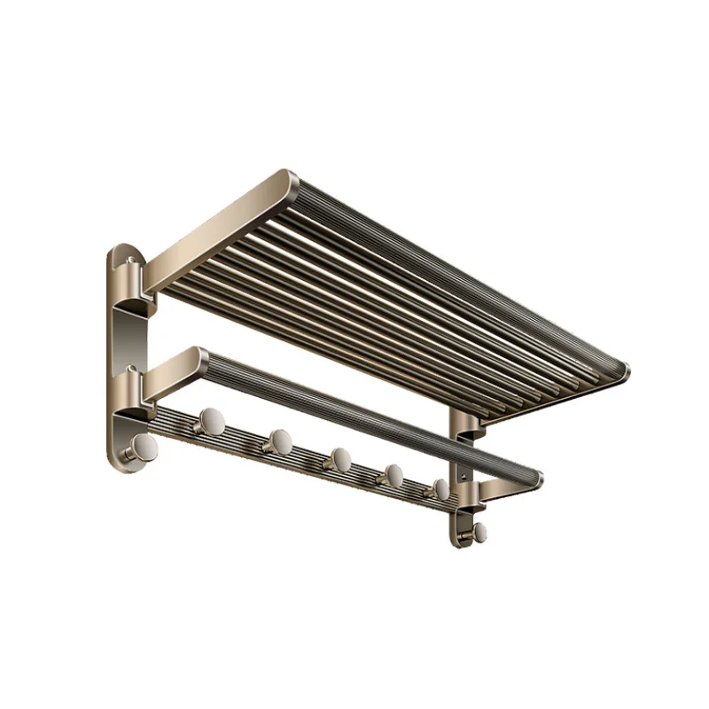 

Gun ash high-end bath towel rack, bathroom shelf without punching holes in the bathroom