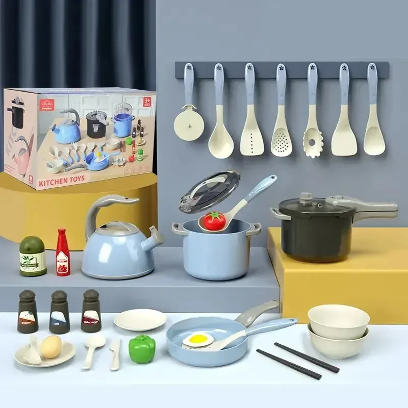 Simulado cozinhar fingindo jogar jogos, 32 peças conjunto de utensílios de cozinha para meninos meninas crianças mini simulado pequeno conjunto de brinquedos de cozinha