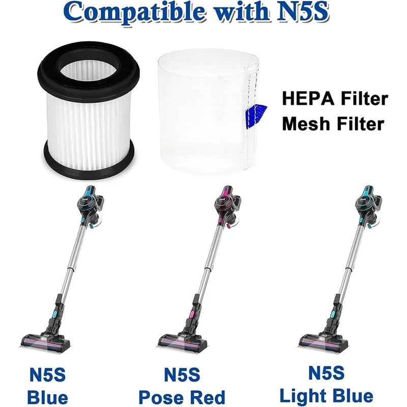 6Pcs HEPA Filter with Mesh Filter Replacement for INSE N5S S6T S6P Pro Cordless Vacuum Cleaner Spare Parts