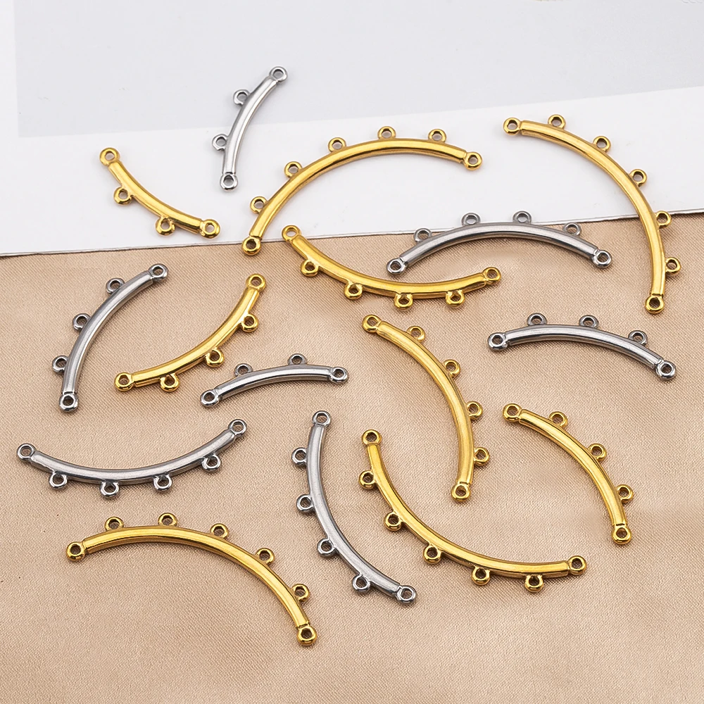 2/5pcs Stainless Steel Bohemia Connector With 2/3/4/5 Loops Necklace Bracelet Layer Pendant Bail Connector For Jewelry Making