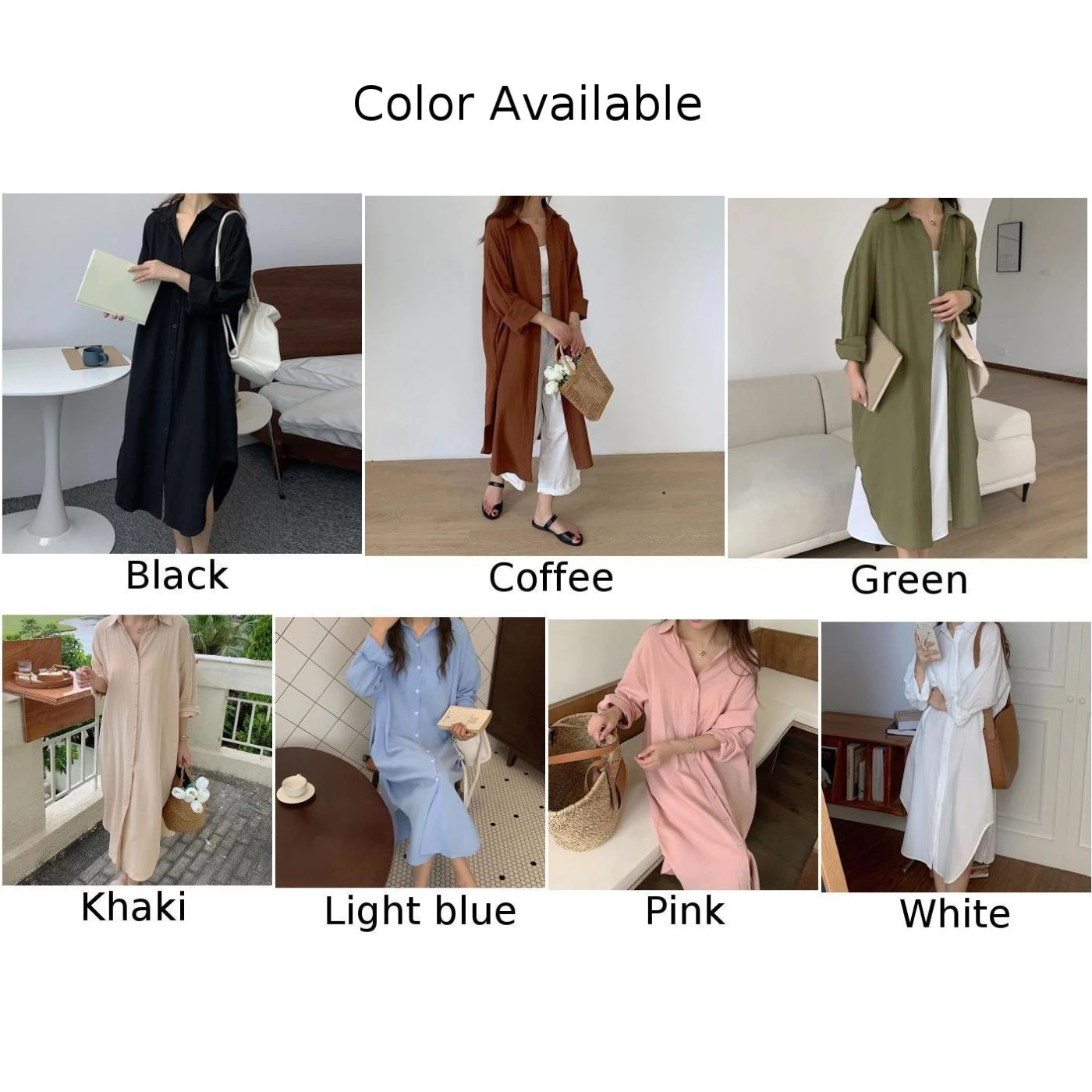 Women Spring Loose Long Sleeve Shirt Dress Fashion Casual Sunscreen Blouse Dress