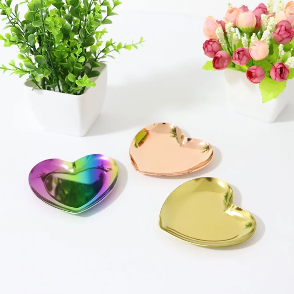 Heart-shaped Jewelry Storage Tray Golden Multifunction Jewelry Tray Ins Electroplate Jewelry Display Tray Jewelry Storage