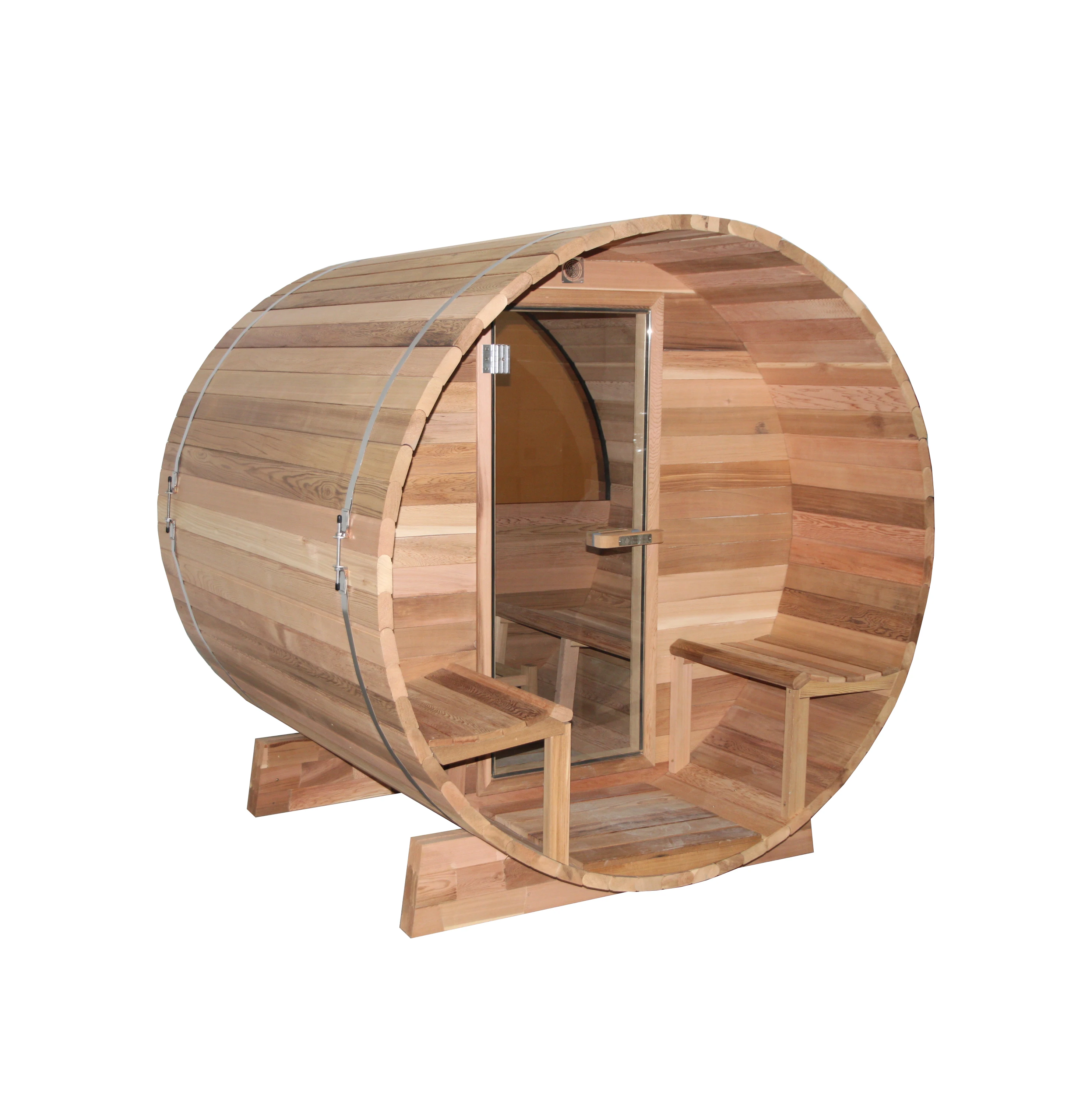 Wooden Cedar Sauna Barrel Wood Burning Outdoor Sauna RoomKeya High Quality Outdoor 2Person