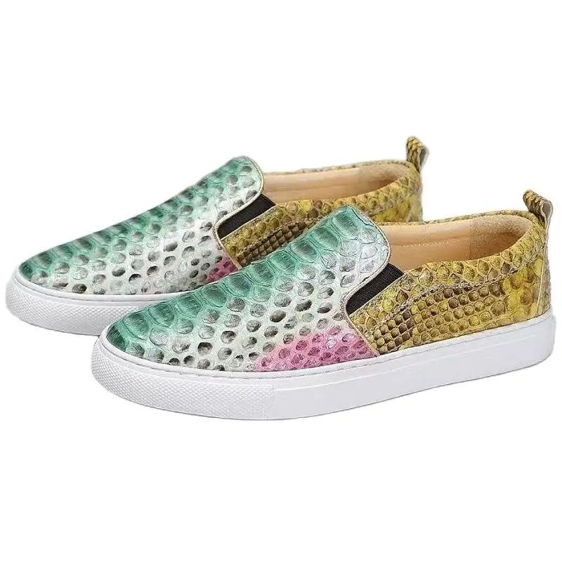 2023 new arrival Fashion snake skin causal shoes men,real leather sneakers PDD243