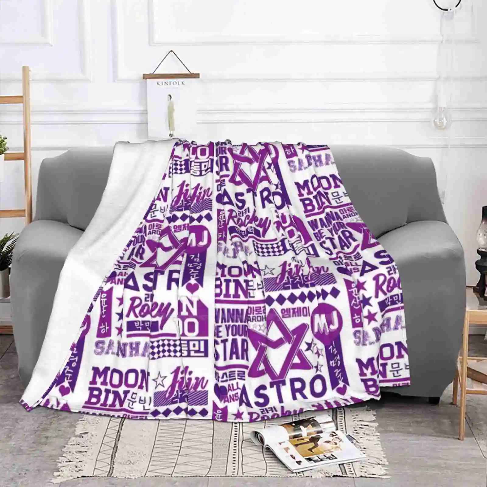 Astro Collage Fashion Soft Warm Throw coperta Kpop coreano Pop Astro Aroha fantasia