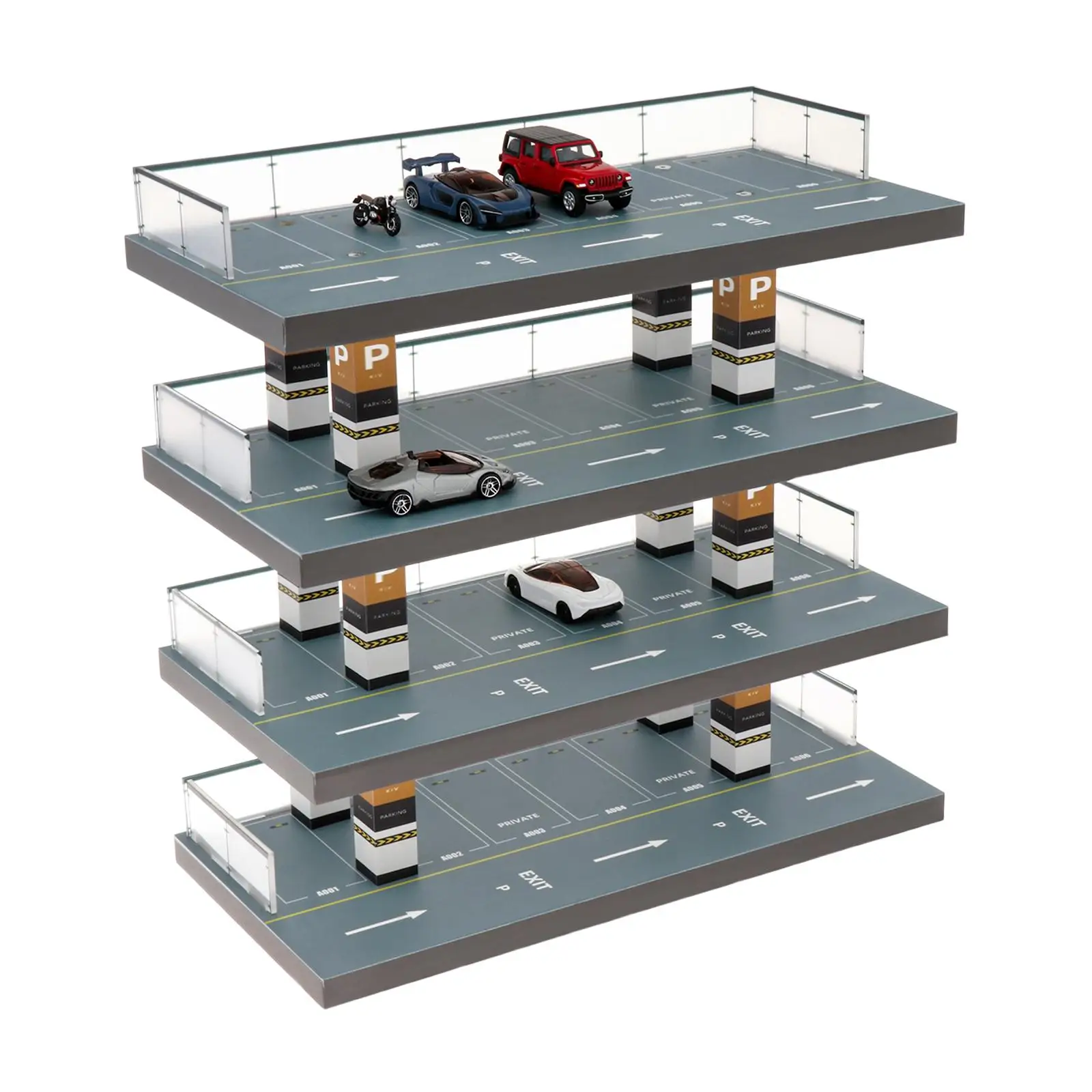 1/64 Model Car Display Show Case with Parking Lot Scene, Car Garage Display Case Display Stand for Toy Cars Model, Sports Car