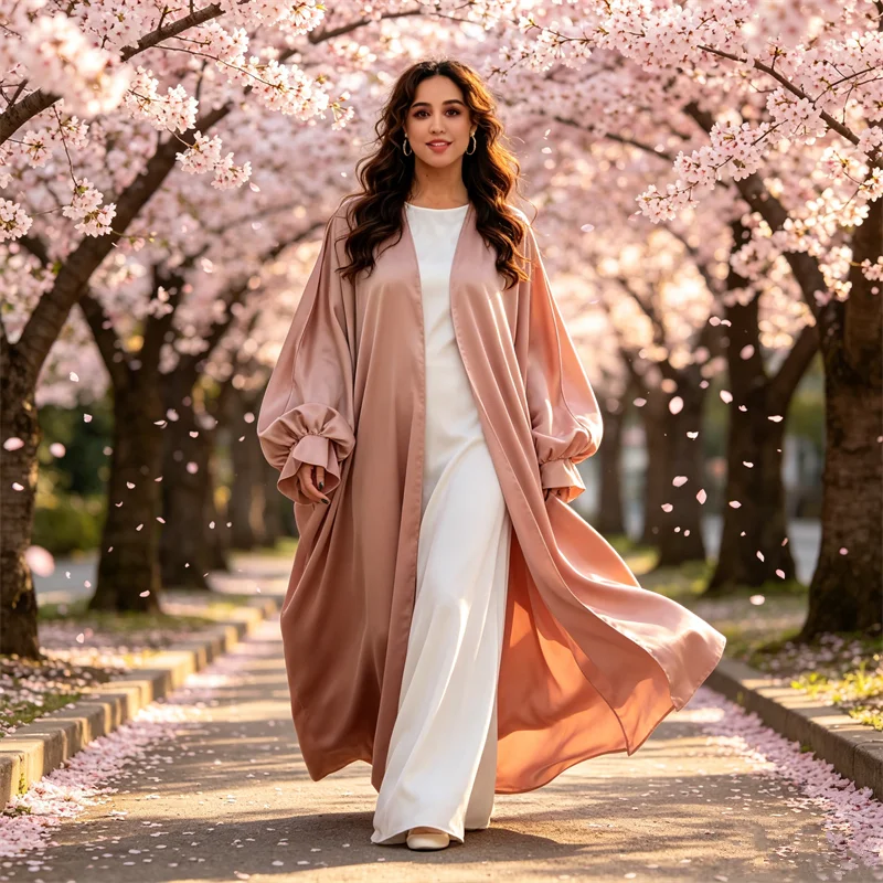 

Ramadan Dubai Open Abaya Women Muslim Satin Long Robe Turkey Kaftan Dress Islam Clothing Kimono Cardigan Arabic Caftan Jalabiya