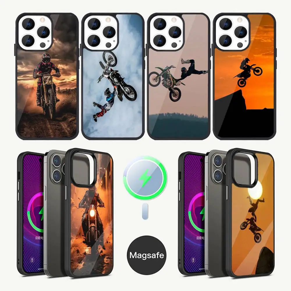 

Moto Cross Motorcycle Sports Phone Case For iPhone 16,15,14,13,12,11,Plus,Pro,Max Mini Magsafe Magnetic Wireless Charging