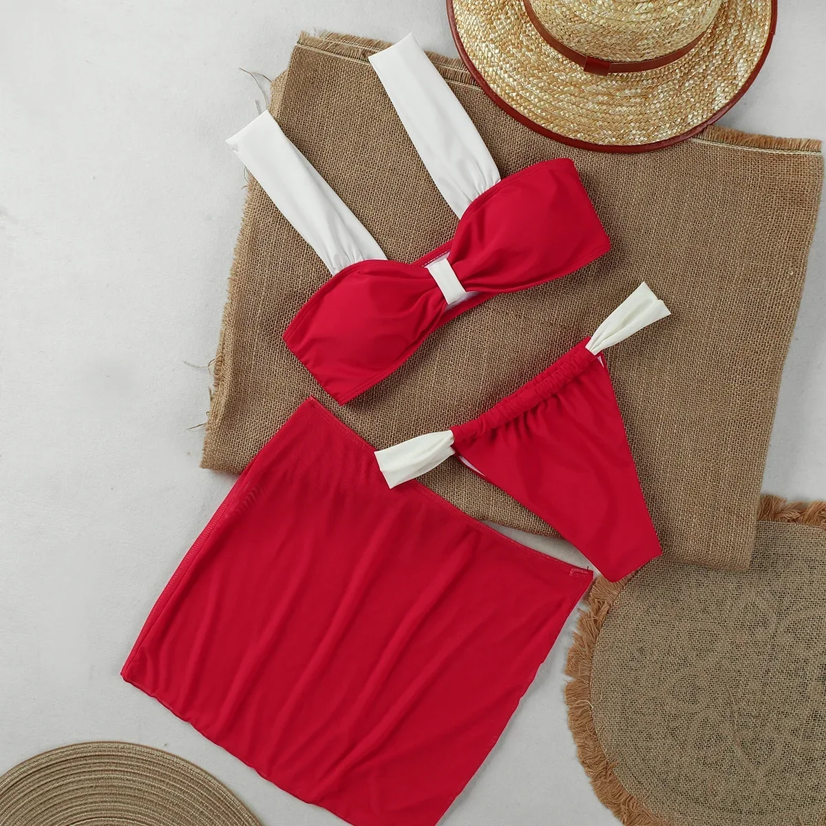 Conjunto de Bikini de 3 uds., microbikinis 2024, trajes de baño sexis para mujer, traje de baño para mujer, trajes de baño, ropa de playa, Bikini tipo Tanga