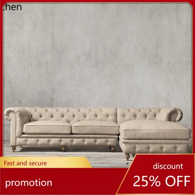HXL Fabric Sofa Living Room Single Double Three Person Pull Button Hotel Negotiation Sofa