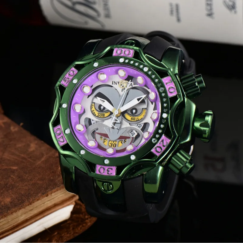 2025 ساعة كوارتز رجالية من إنفيكتا جوكر ستانلس ستيل 1000 متر مقاومة للماء مينا لوني إصدار محدود نمط رياضي مجاني