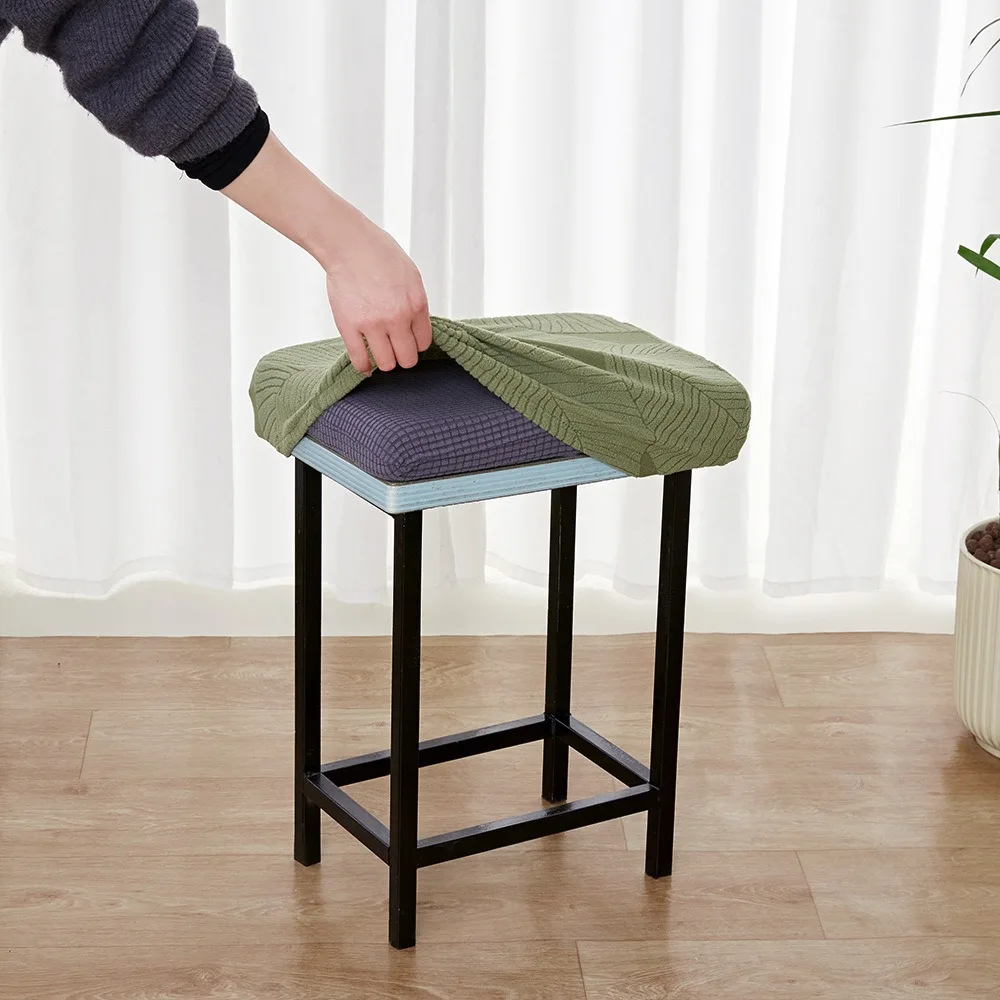 Jacquard Velvet Vanity Stool Cover Rectangular Shape Washable Design Bench Seat Cover Dust Proof Stretchy Fabric
