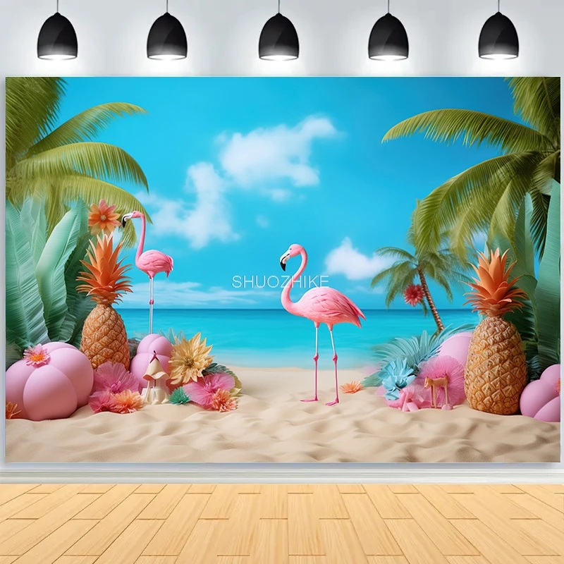 الصيف الشاطئ الرقمية المطبوعة خلفيات للتصوير الفوتوغرافي عطلة الاستوائية الأطفال طفل حفلة عيد ميلاد استوديو الصور خلفية RD-02
