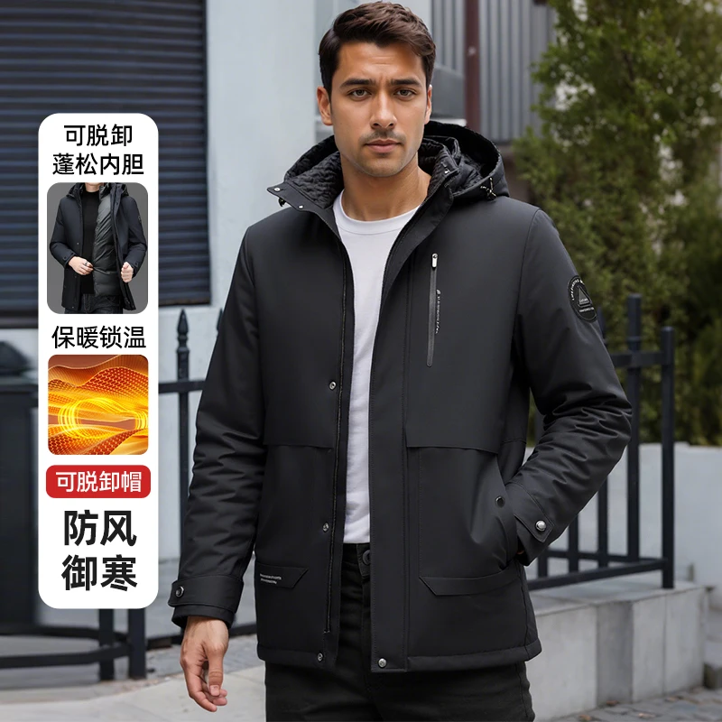 

Brand Designer Winter Casual Men Jacket Fashion Outwear Parkas Cotton-padded Coat Casual Lightweight Waterproof Hooded Parka