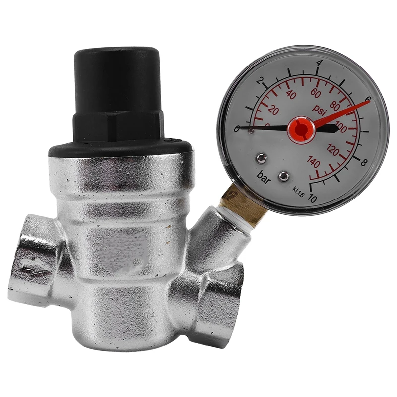 

1/2 Inch Water Pressure Regulator With Gauge Pressure Maintaining Valve Tap Water Pressure Reducing Valve DN15