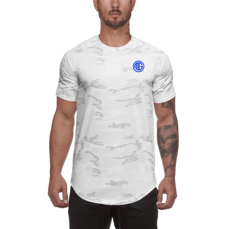 

Summer Fashion Camouflage T-shirt Men Hip Hop Street Gym Fitness Bodybuilding Breathable Quick Dry Short Sleeve Cool Running Top