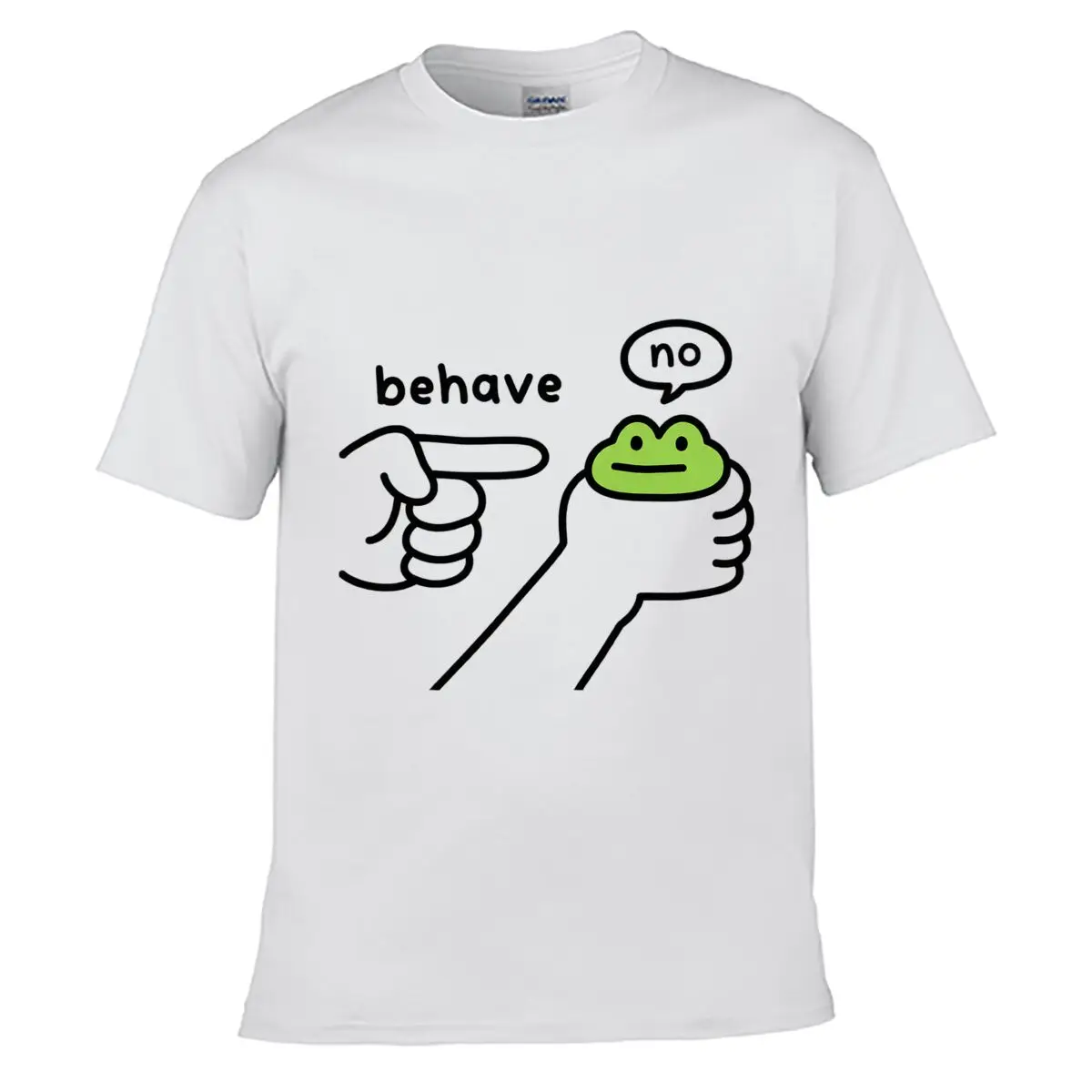 Behave No Frog Pointing Hand Funny Meme Graphic Men Summer T-shirt Top