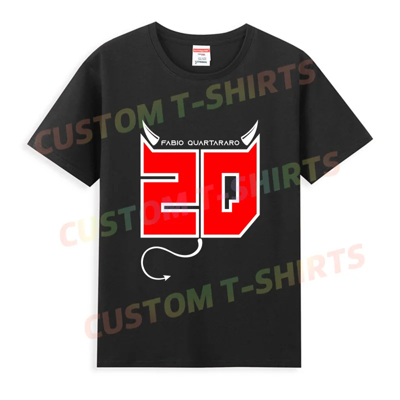 

2024 Hot Sale Summer 100% Cotton Black Fabio Quartararo Devil T Shirt Men Short Sleeves Cool Tee Hip Hop Streetwear T-shirt