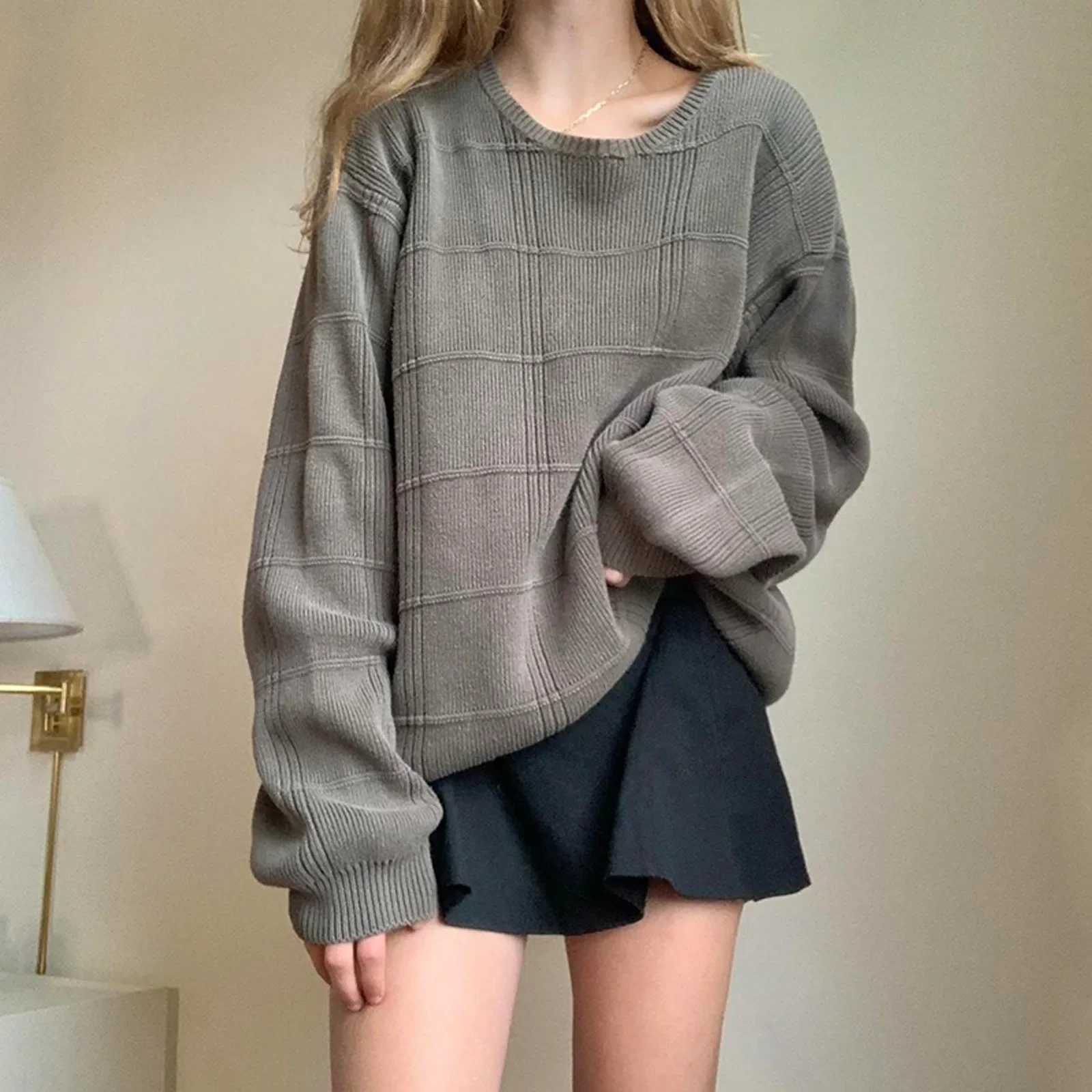 Autumn and Winter Women's Sweater Thick Loose Square Knitted Sweater Casual Lazy Style Sweater 2024