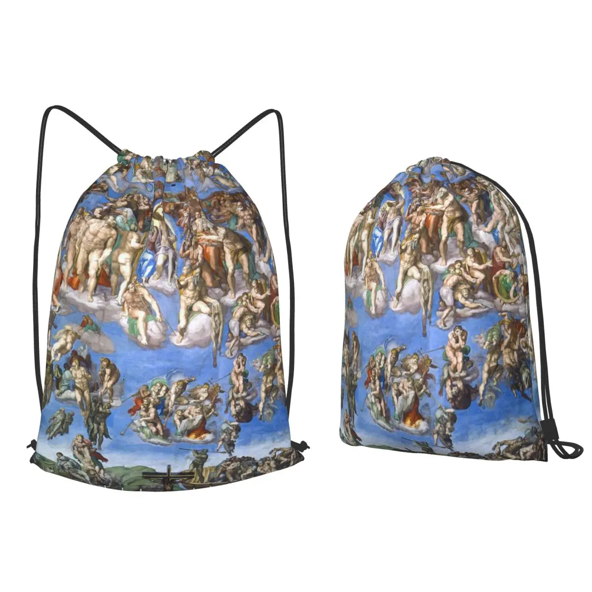 

Last Judgment Michelangelo Backpacks Fashion Drawstring Bundle Pocket Sports Bag Book Bags for Travel Students