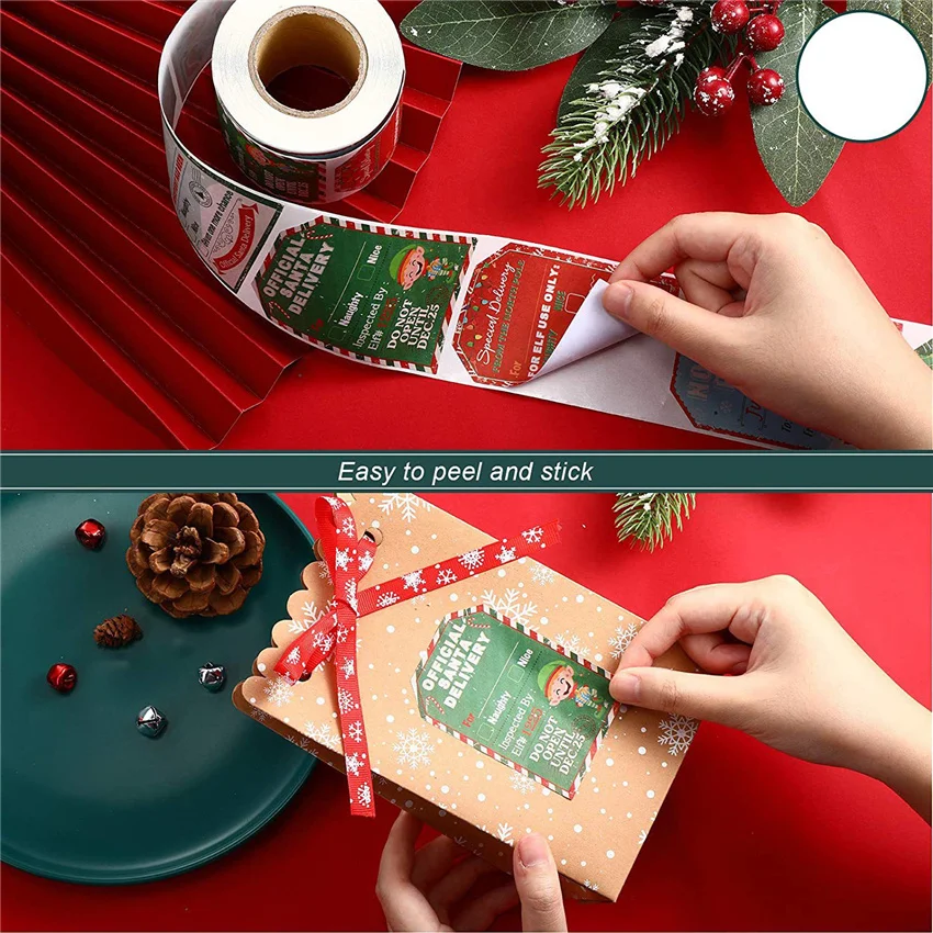 50-200pcs Merry Christmas Gift Tags Santa Claus Labels Stickers Holiday decoration \