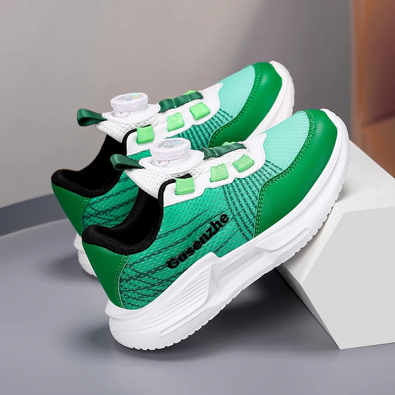 Knob Green Child Sneakers Breathable Mesh Sports Shoes For Boy Anti-Slip Lightweight Running Shoes Kids Trainers zapatillas nino