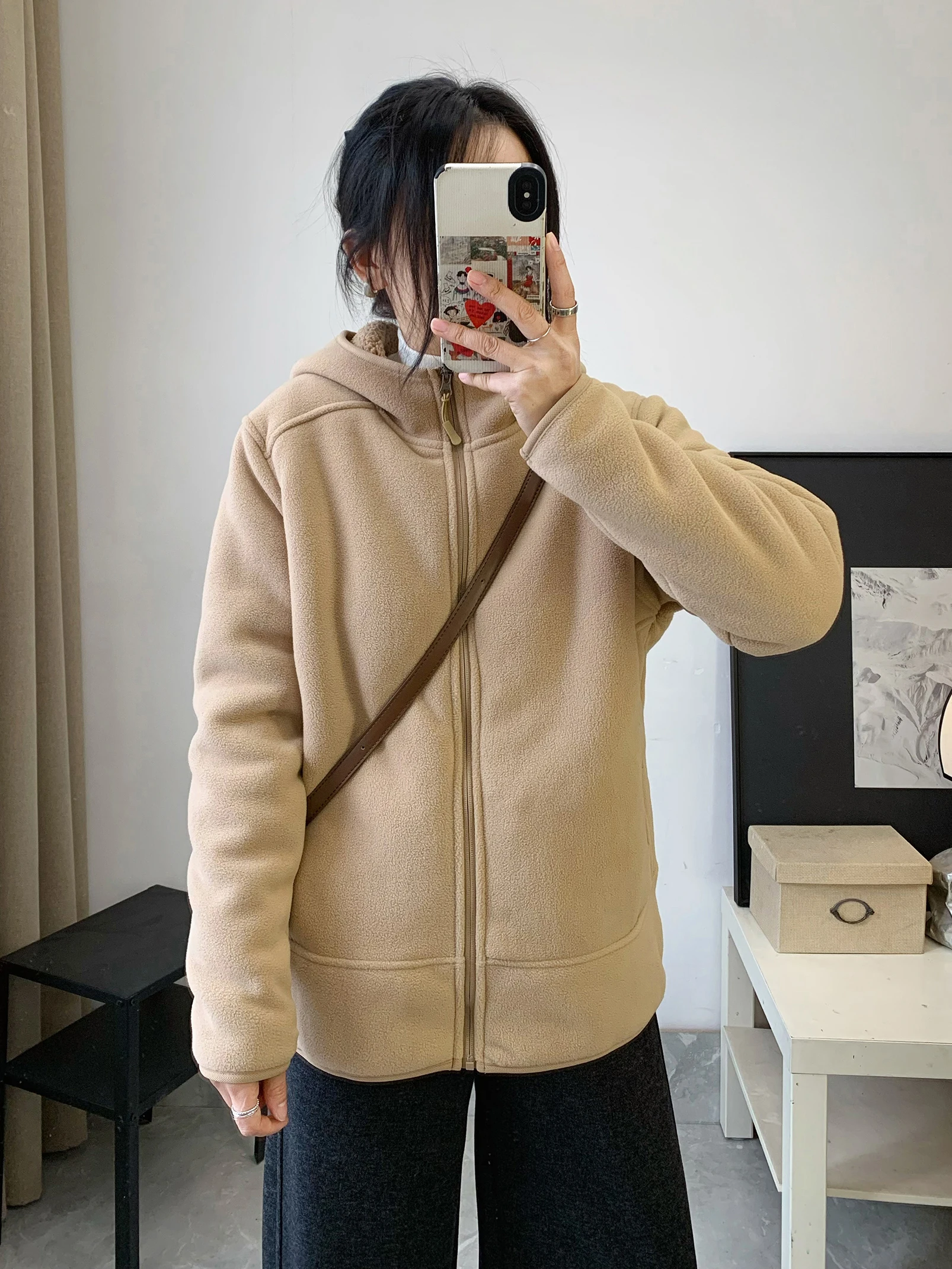 

High Densi Double-Sided Thiened Premium Fce Zipper Jaet Women's Winter New Sle Warm Hooded ort Top