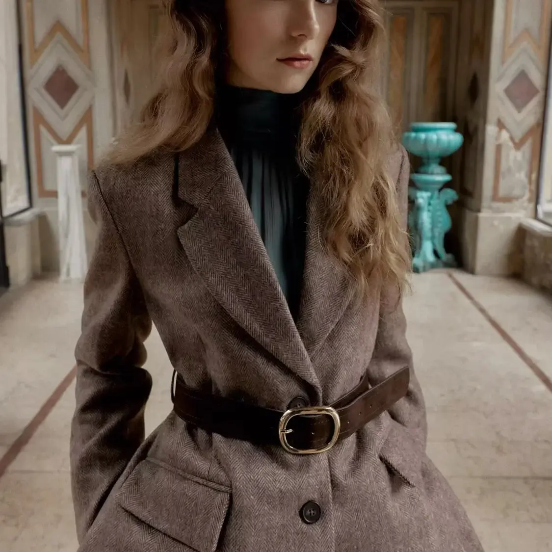 

Осенне-зимний женский длинный костюм све в клетку, джемпер, брюки с откидным воротником, комплект брюк, повседневный удобный комплект из смеси полиэстера