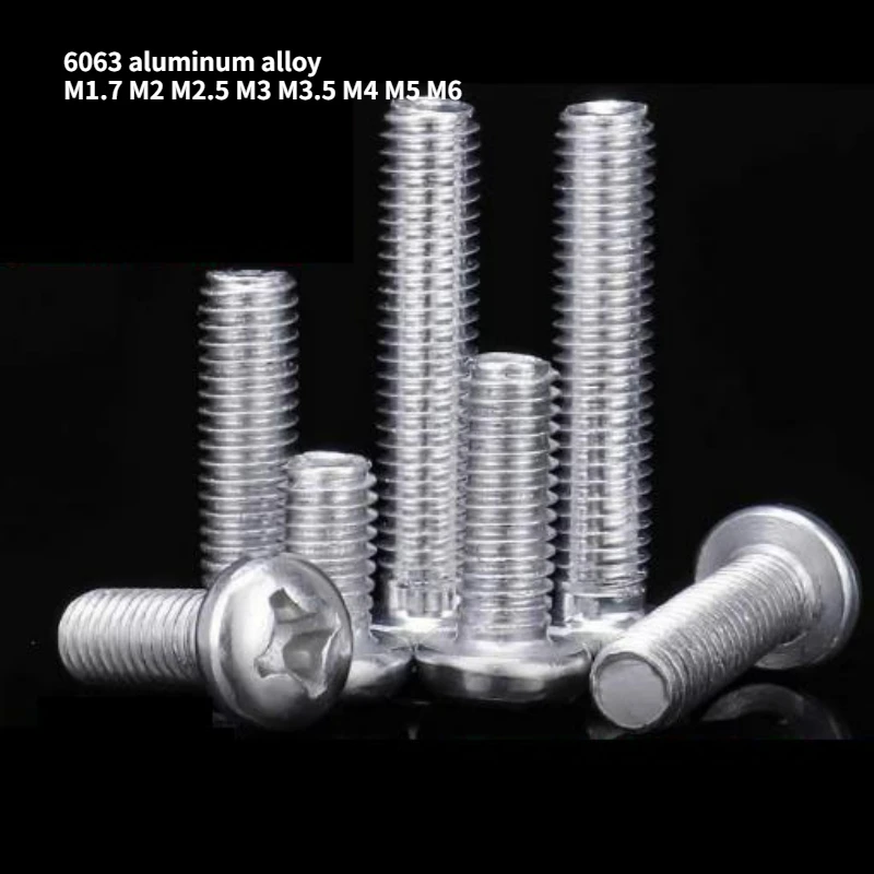 

20-200 шт. M1.7 M2 M2.5 M3 M3.5 M4 M5 M6 6063 винт Phillips из алюминиевого сплава с круглой головкой крестообразные болты