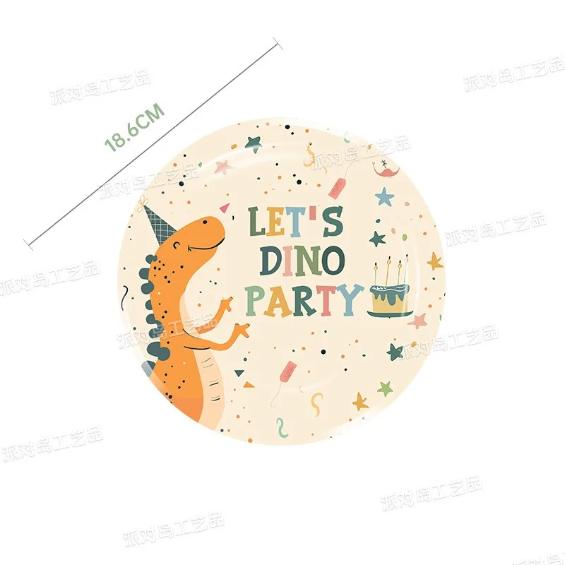 10 Stück Cartoon-Dinosaurier Geburtstags-Einweggeschirr Let's Dino Party Teller Servietten Roar Kinder Happy Birthday Partyzubehör – Detail 2