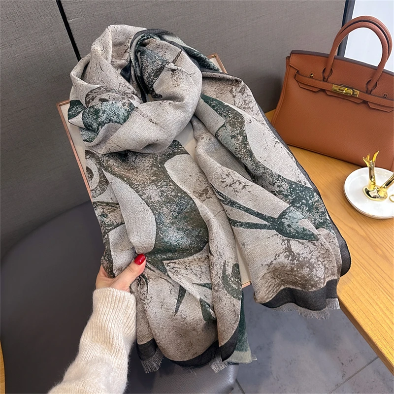 

Style of Painting Jacquard Women Scarf Soft Faux Cashmere Blanket Winter Warm Wrap Shawls Foulard Pashmina Neckerchief Poncho