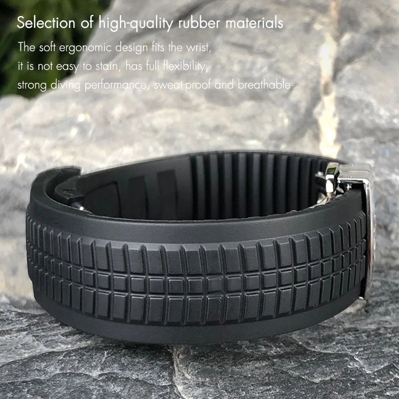 High Quality Rubber Strap Metal Pin 21mm Watch Band Fit for PATEK 5167A 5167R AQUANAUT Philippe PP Brown Waterproof Bracelets