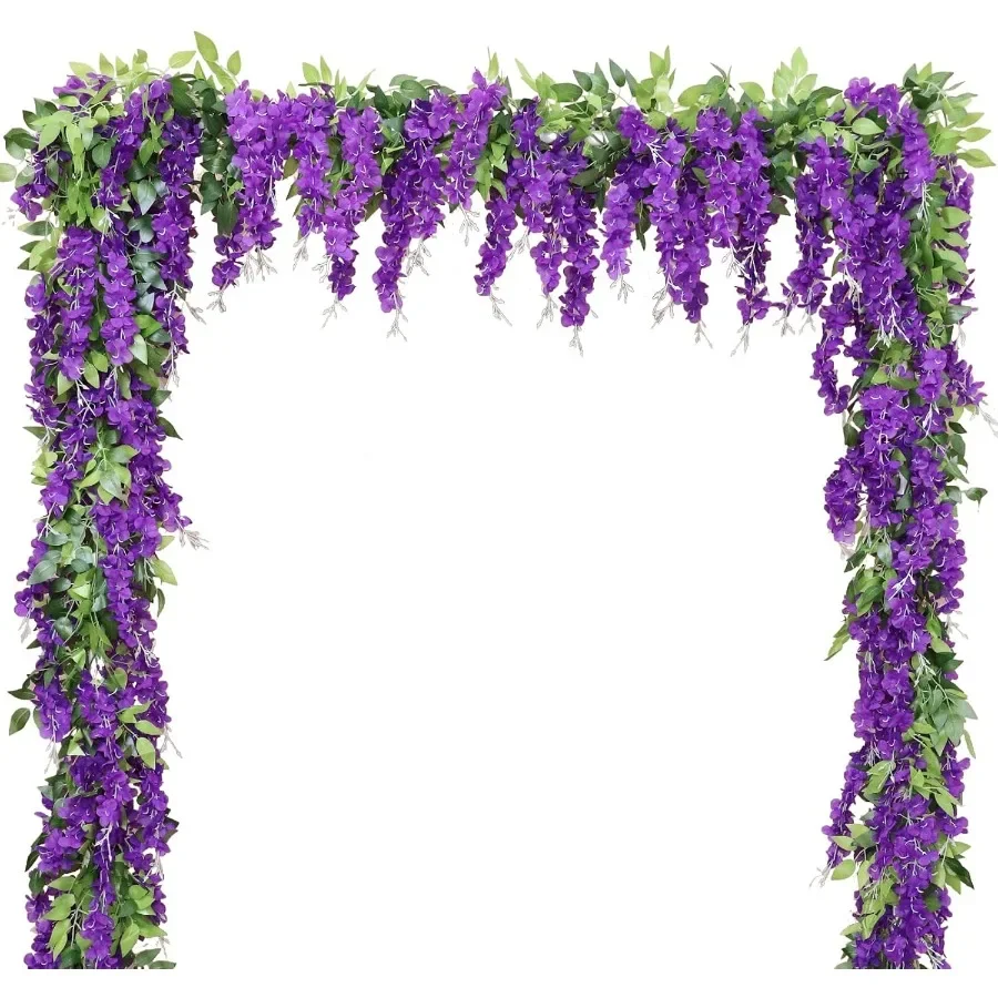 

Искусственный цветок глицинии, набор из 8 шт., 7,2 фута, каждый шелковый декор из искусственной виноградной лозы для внутреннего и наружного сада, свадебной церемонии