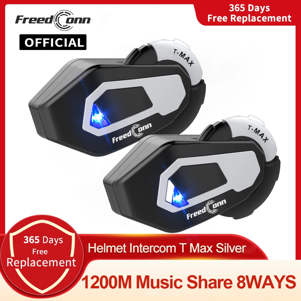 FreedConn T MAX Motorcycle Intercom Bluetooth Headset Helmet 6 Riders intercommunicator Waterproof FM Music Share Earphone BT 5.