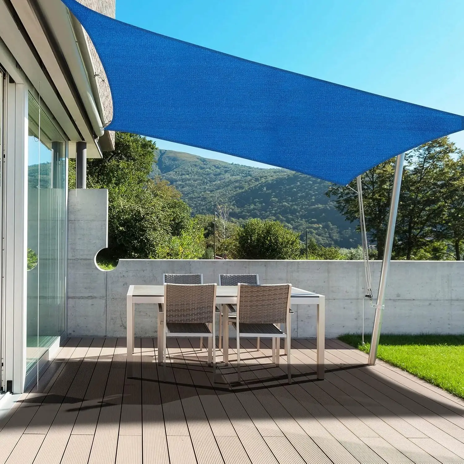 

Солнцезащитный тент 12'x16' для улицы, защита от солнца и УФ-излучения, навес для патио, двора, террасы и газона, синий