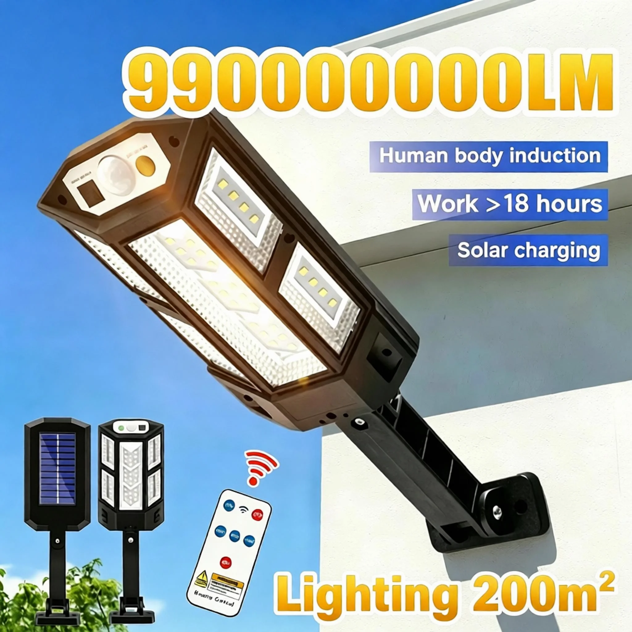 990000000LM Outdoor Solar Light With Motion Sensor Super Bright Garden Solar Lamps IP65 Waterproof LED Solar Lighting For Street