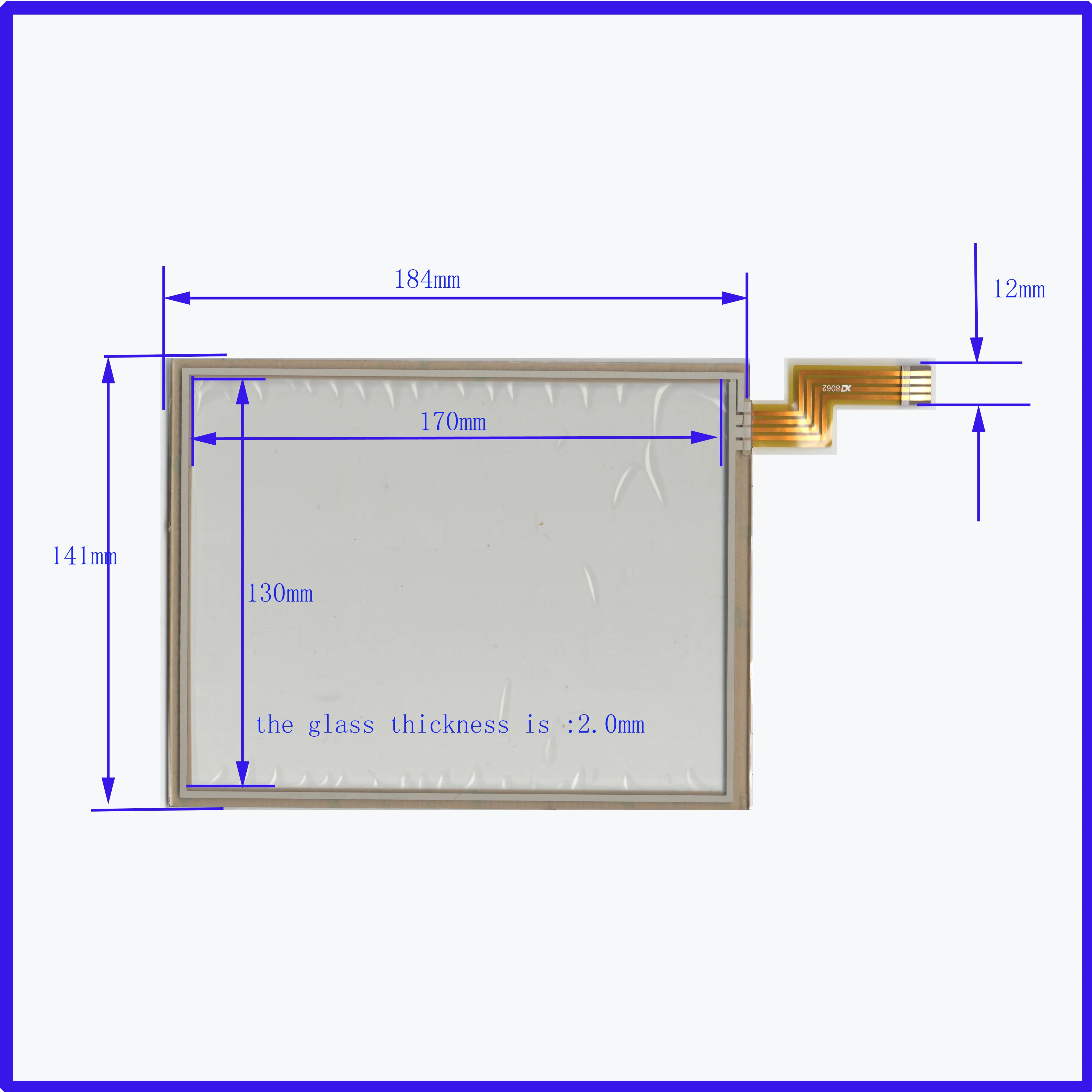 

184*141mm wholesale touchscreen 184*141 glass sensor 8inch 4PIN