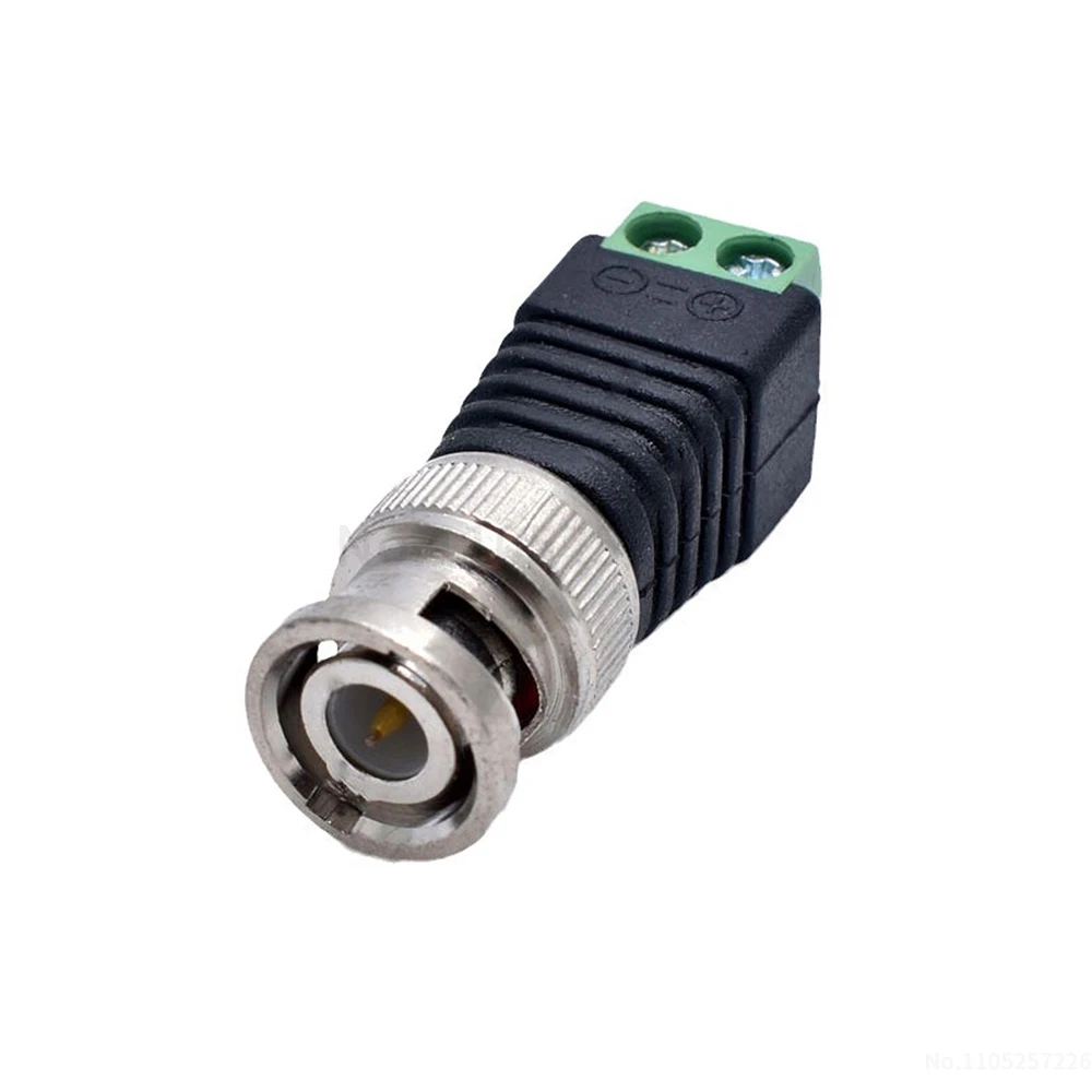 Green solderless cable-type BNC male connector for CCTV monitoring, Q9 adapter video signal terminal (1 pcs)